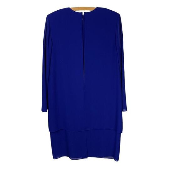 Virgo Blue Sheath Dress w Sheer Overlay, Floral  Embroidery & Sequins - Size 12 - Picture 2 of 10